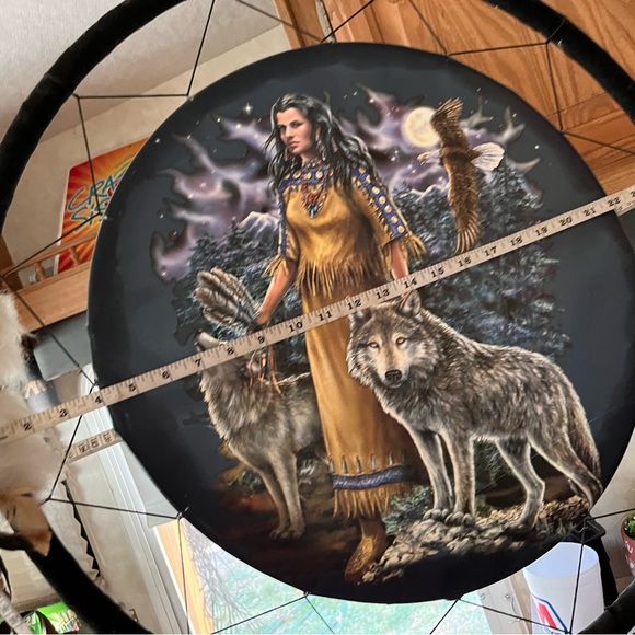 Hand Crafted Dreamcatcher with Native American Design - Black and Brown - Picture 9 of 9